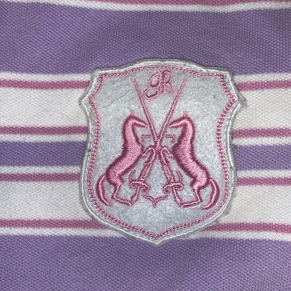 Goode Rider Striped Purple pink Polo  equestrian dressage Shirt 14 Pearl snap - Picture 3 of 5